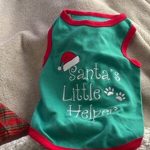 Santa's Little Helper Dog Shirt - Green and Red